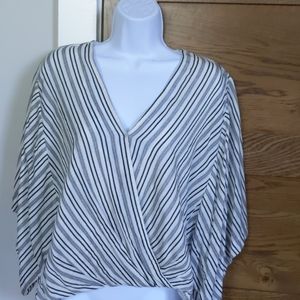 Wrap front striped blouse